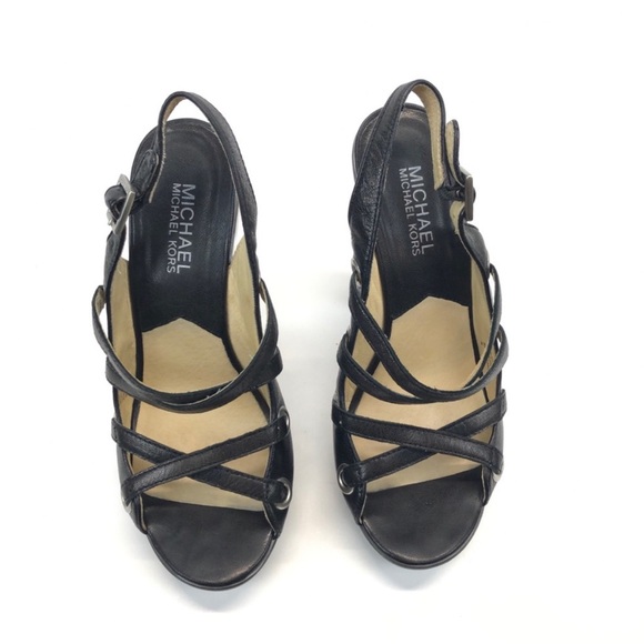 Michael Kors Leather "CARLA" Platform Sandals/High Heel - Picture 4 of 8